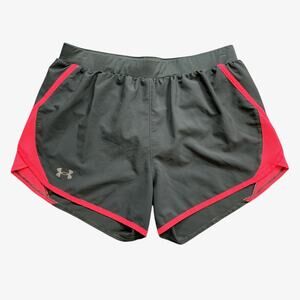 Under Armour Shorts Womens Medium Grey Neon Pink Loose HeatGear Drawcord Running